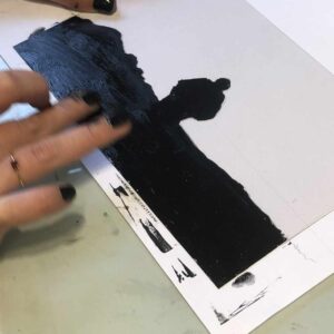 monotype sur plexiglas, encrage