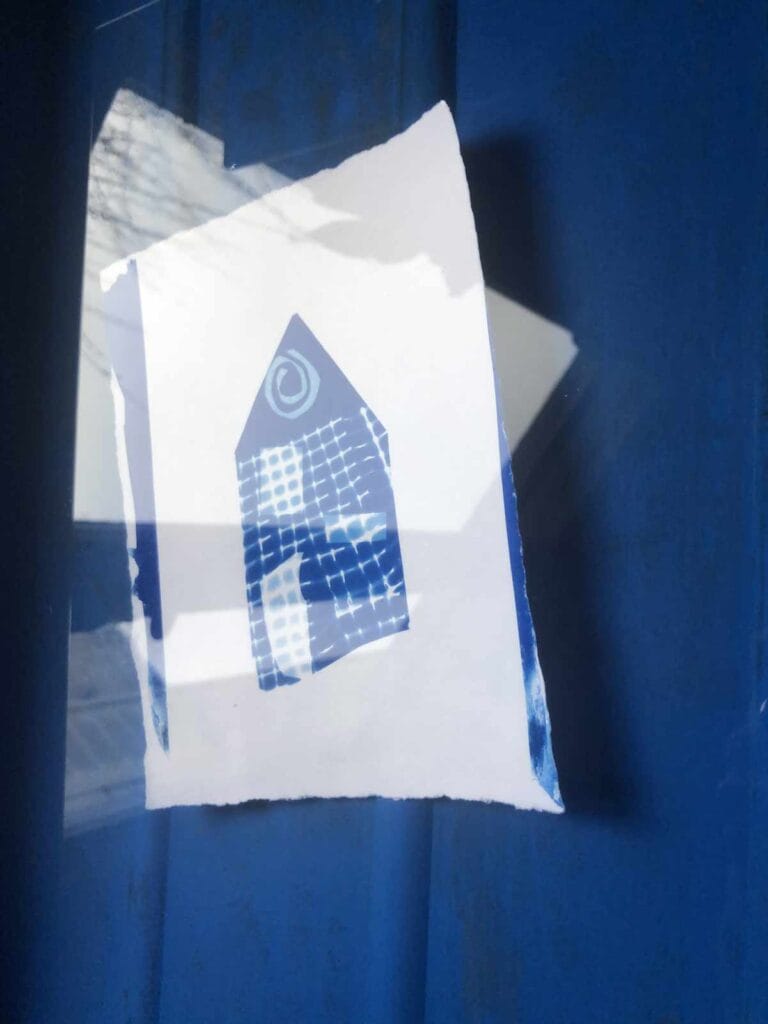 un cyanotype, dévéloppement