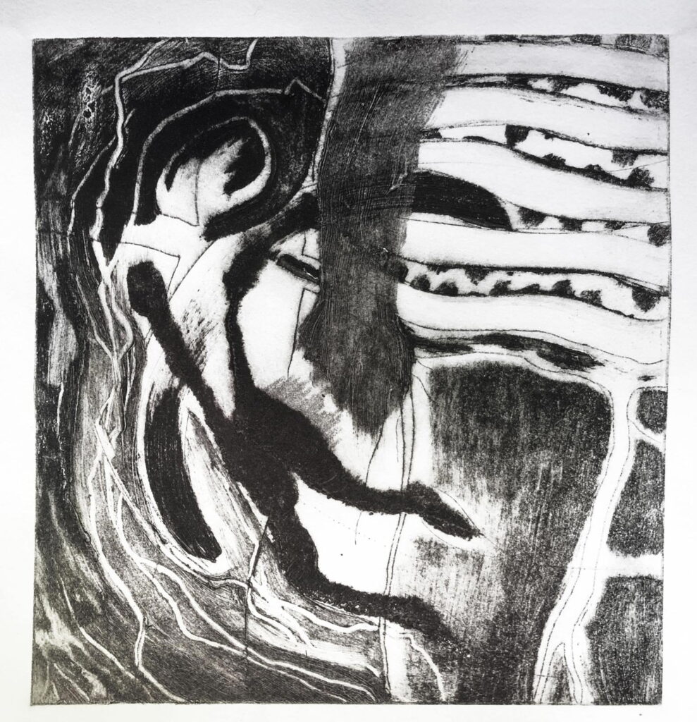 Carborundum, plaque de plexiglass, gravure, Jean-François