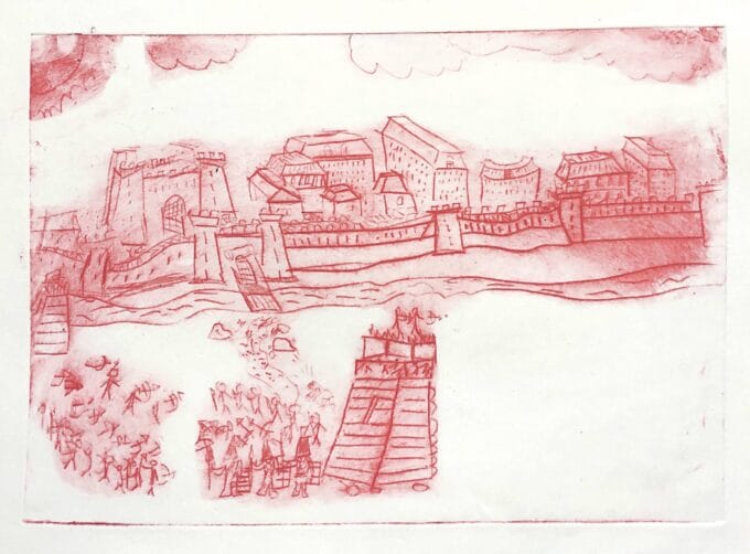 atelier enfants, gravure sur rhénalon, Daniel R.