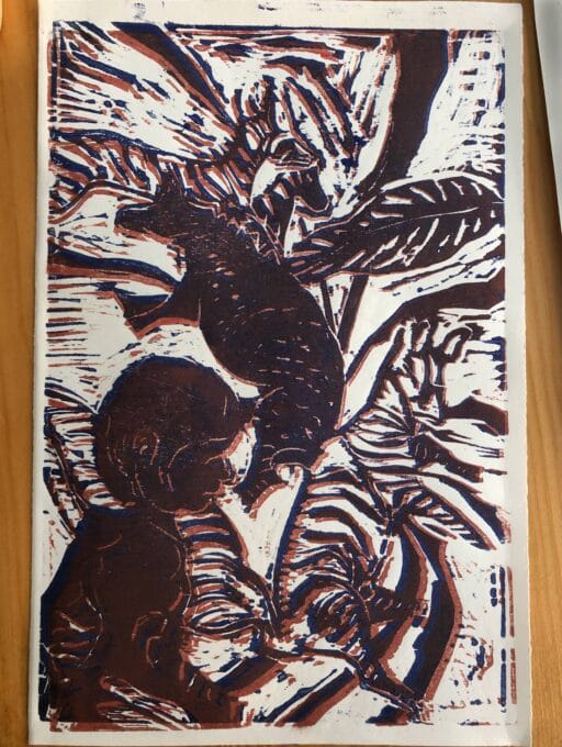 gravure sur bois, tirage d'état, Charlotte