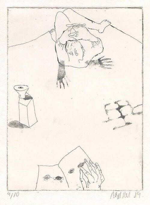 Magda Moraczewska, le dos vu de dos, vernis mou 1et vernis dur 1990
